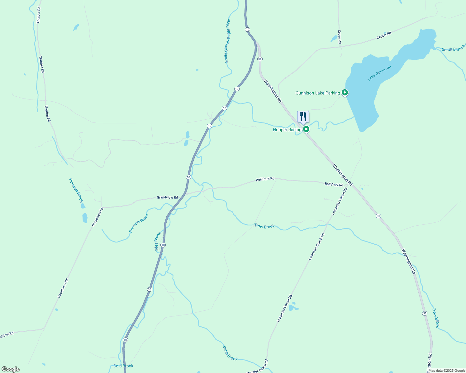 map of restaurants, bars, coffee shops, grocery stores, and more near Ball Park Road in Goshen