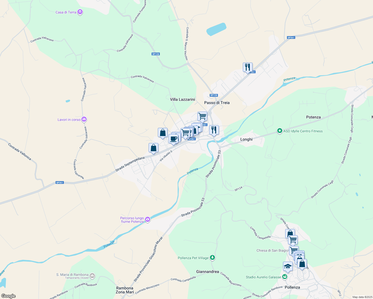 map of restaurants, bars, coffee shops, grocery stores, and more near 1 Via del Vallato in Passo di Treia