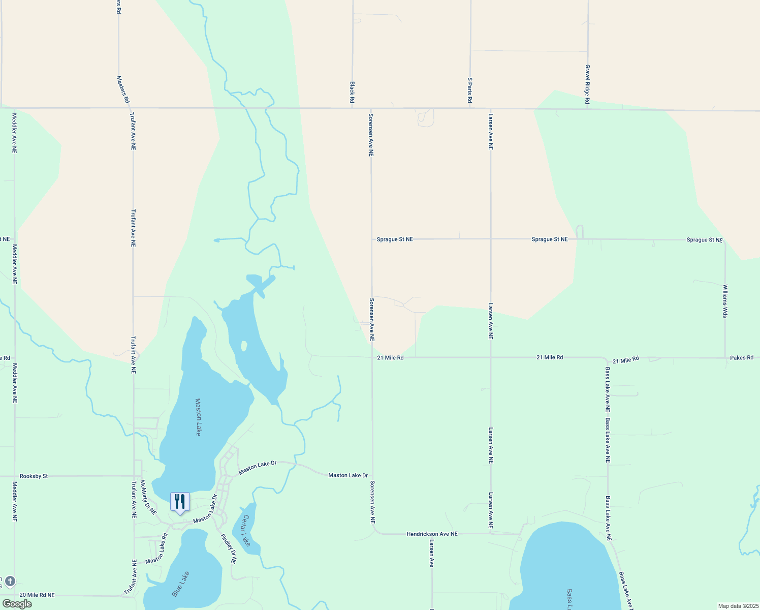 map of restaurants, bars, coffee shops, grocery stores, and more near 17300 Sorensen Avenue Northeast in Gowen