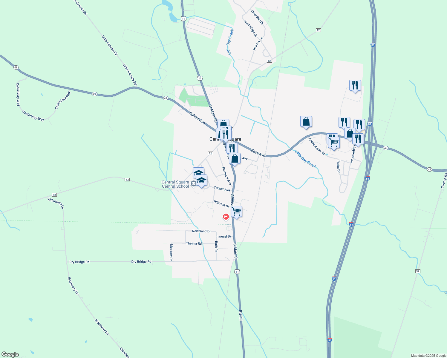 map of restaurants, bars, coffee shops, grocery stores, and more near 208 Pleasant Ave in Central Square
