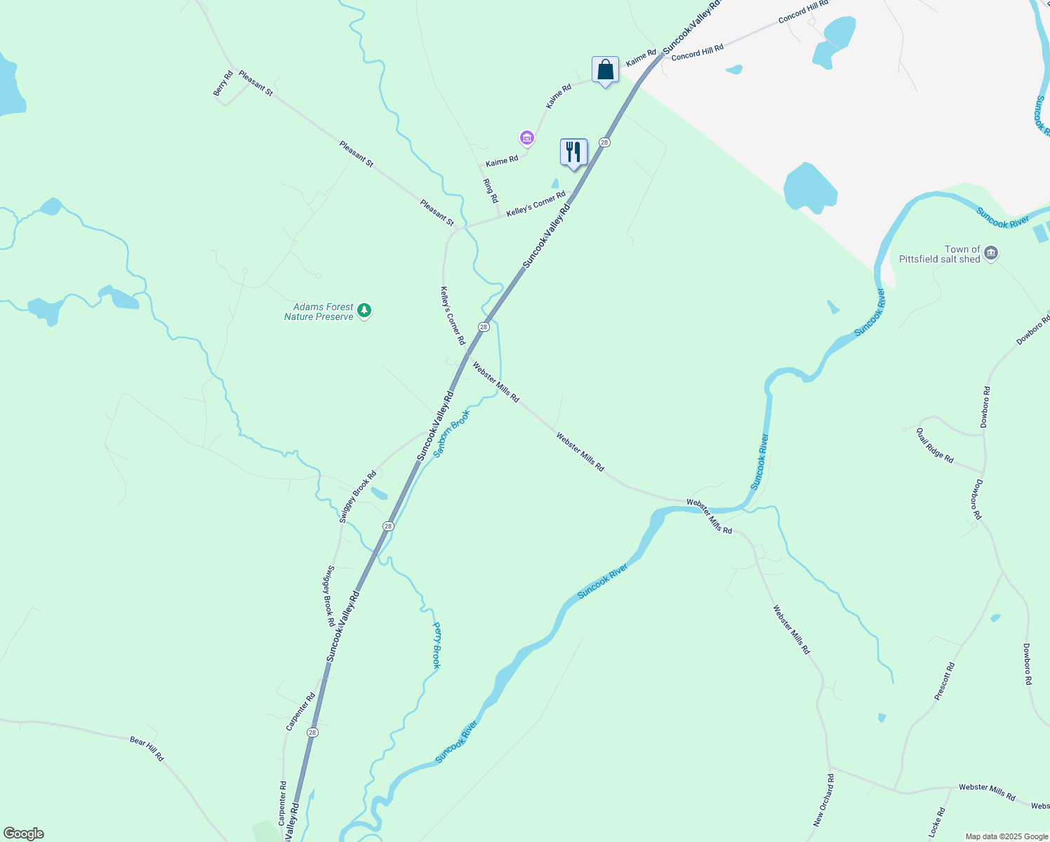 map of restaurants, bars, coffee shops, grocery stores, and more near 130 Webster Mills Road in Chichester