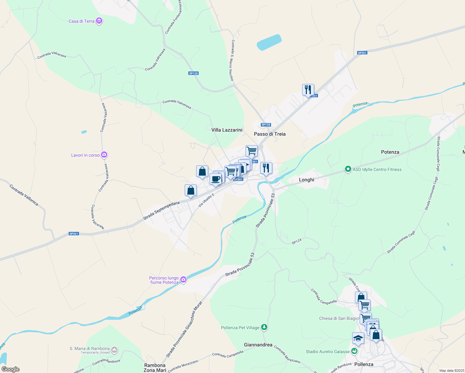 map of restaurants, bars, coffee shops, grocery stores, and more near 1 Via del Vallato in Passo di Treia