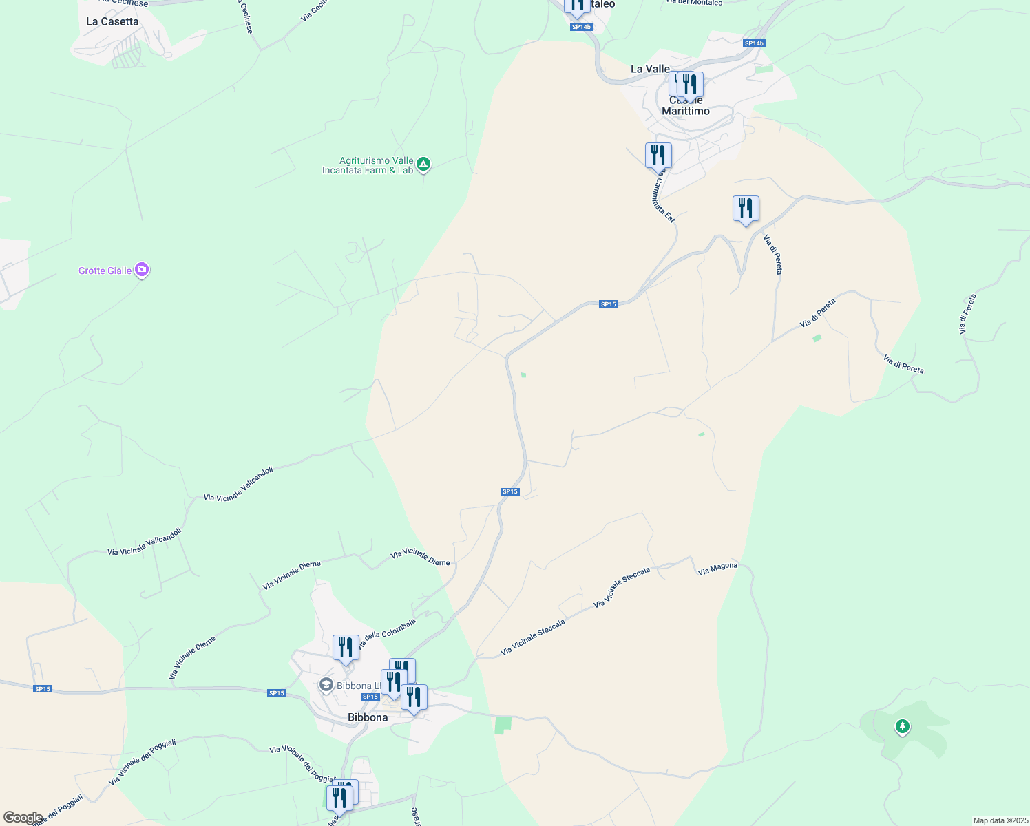 map of restaurants, bars, coffee shops, grocery stores, and more near in Provincia di Livorno