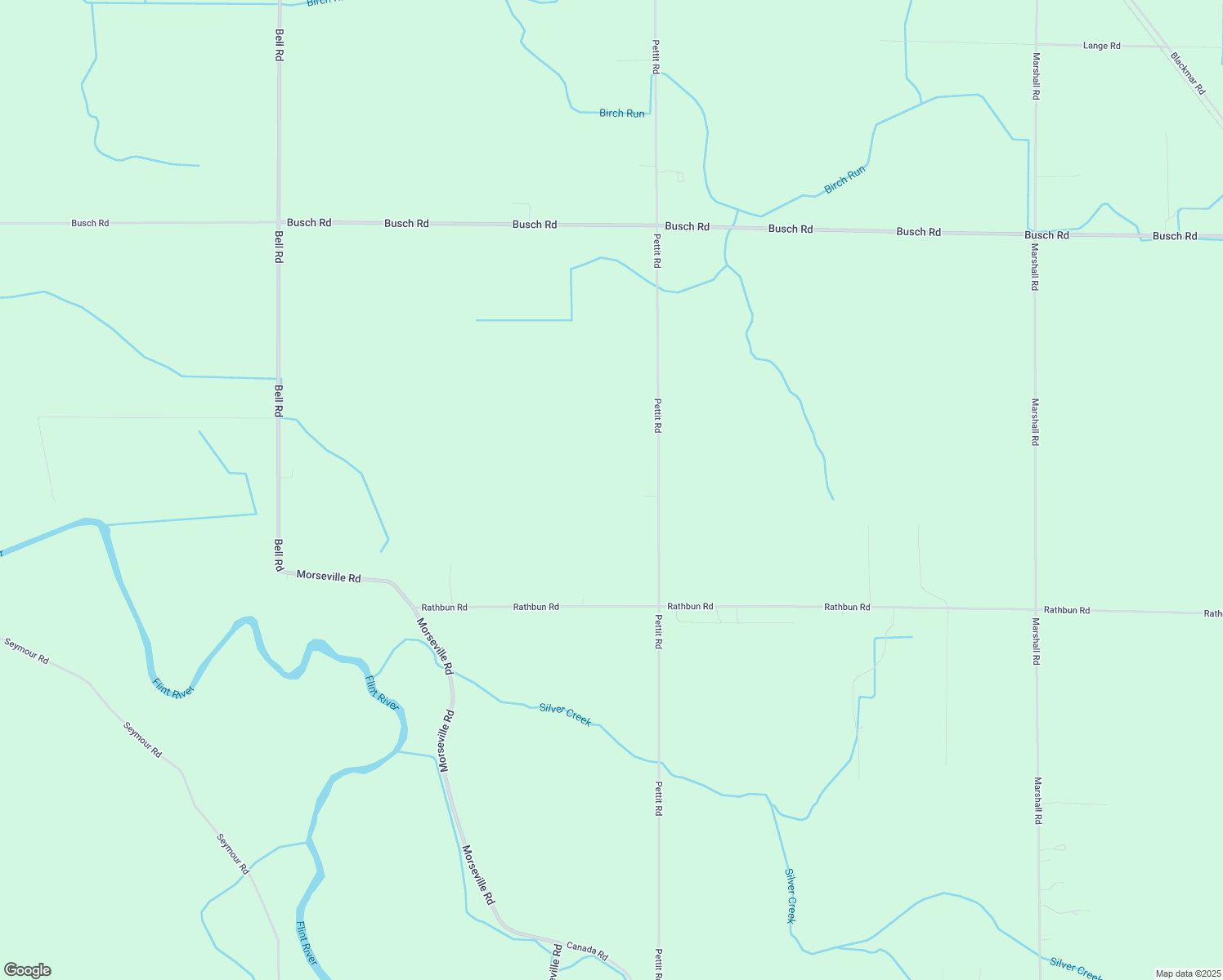 map of restaurants, bars, coffee shops, grocery stores, and more near 9710 Pettit Road in Birch Run