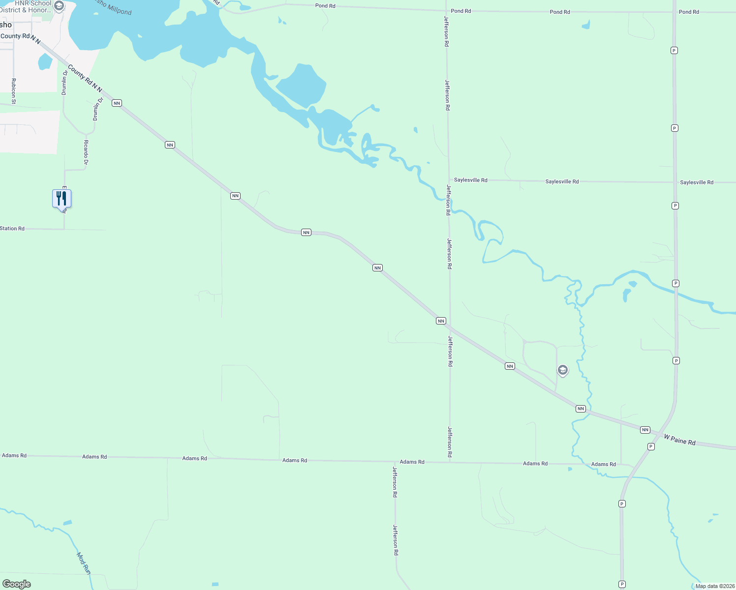 map of restaurants, bars, coffee shops, grocery stores, and more near W1763 County Road NN in Neosho
