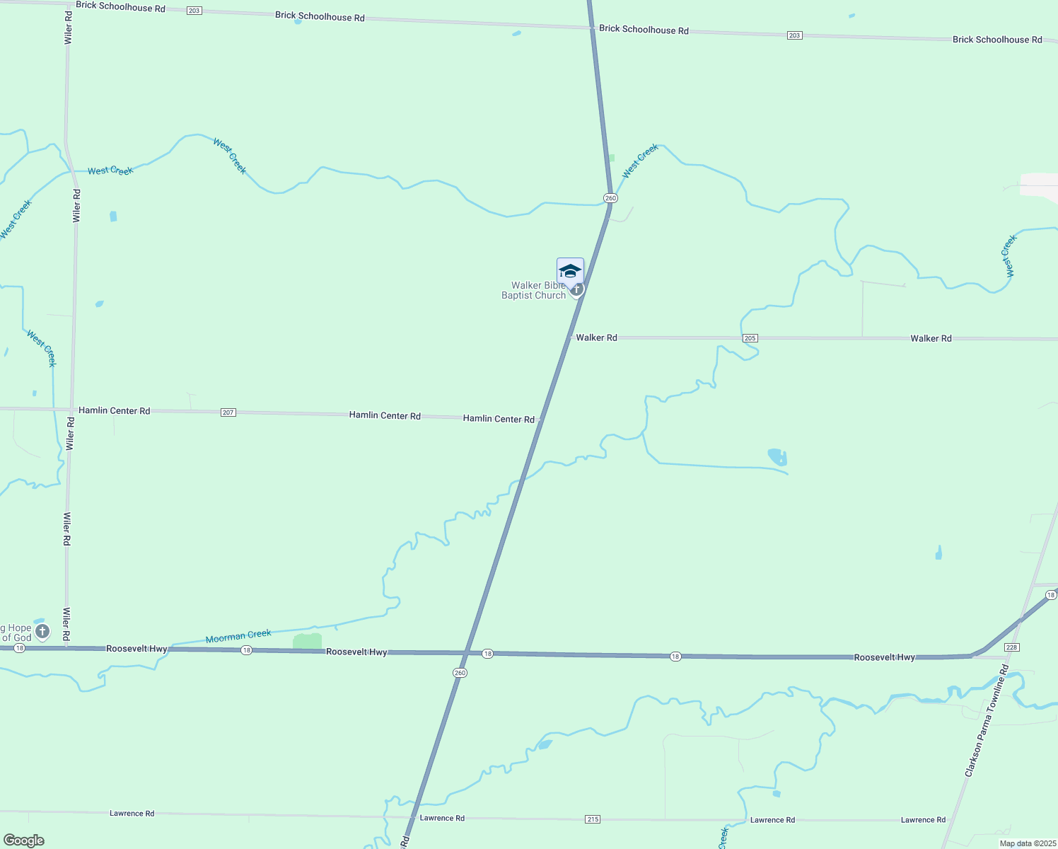 map of restaurants, bars, coffee shops, grocery stores, and more near 25 Hamlin Center Road in Hilton