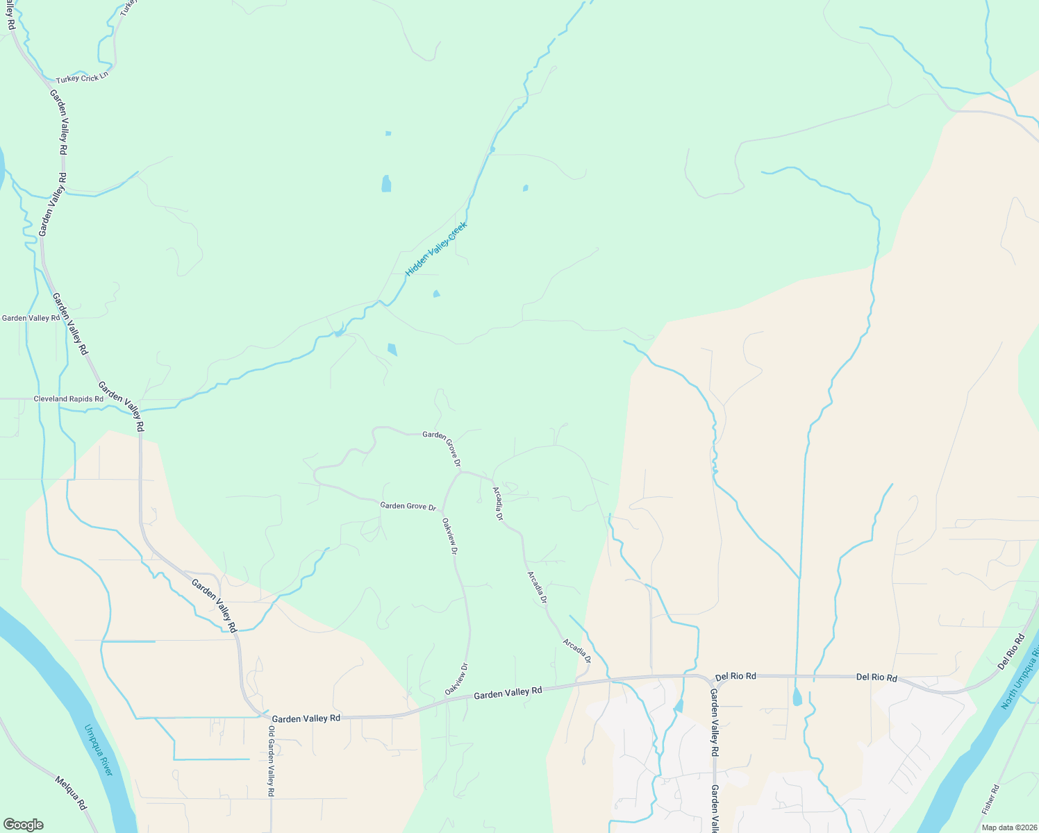map of restaurants, bars, coffee shops, grocery stores, and more near 1040 Arcadia Drive in Roseburg