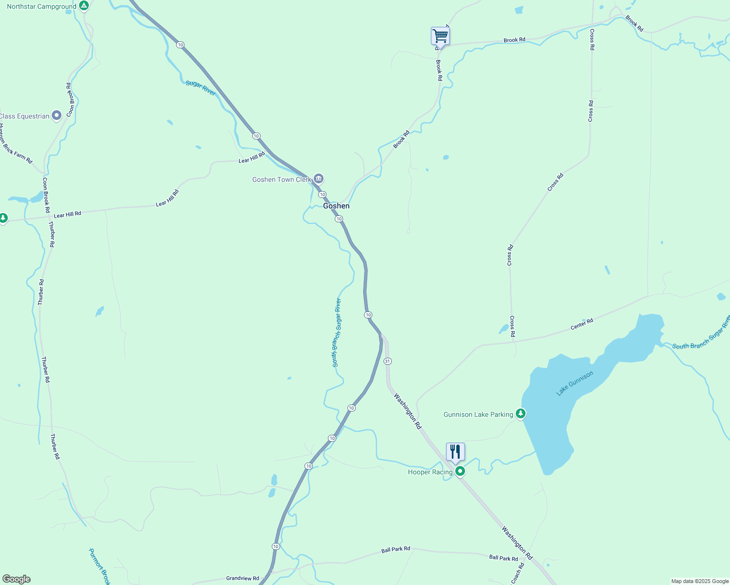 map of restaurants, bars, coffee shops, grocery stores, and more near 174 Mill Village Road South in Goshen