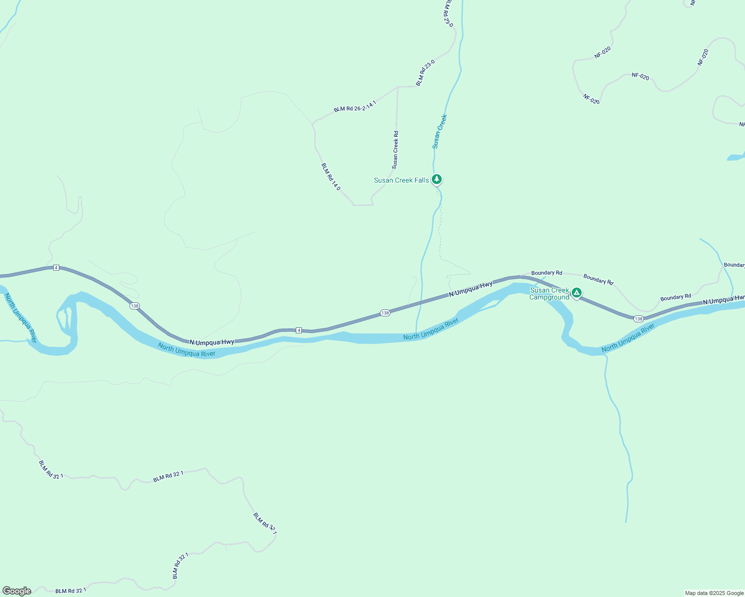 map of restaurants, bars, coffee shops, grocery stores, and more near 32050 North Umpqua Highway in Douglas County