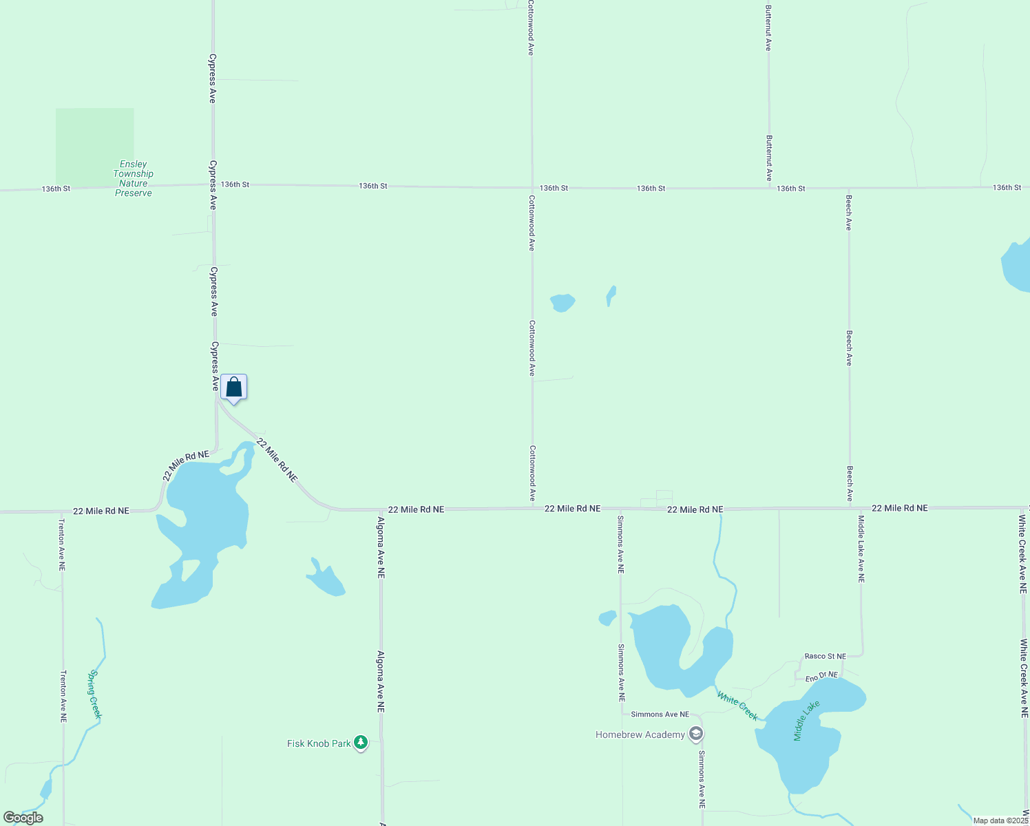 map of restaurants, bars, coffee shops, grocery stores, and more near 14165 Cottonwood Avenue in Sand Lake