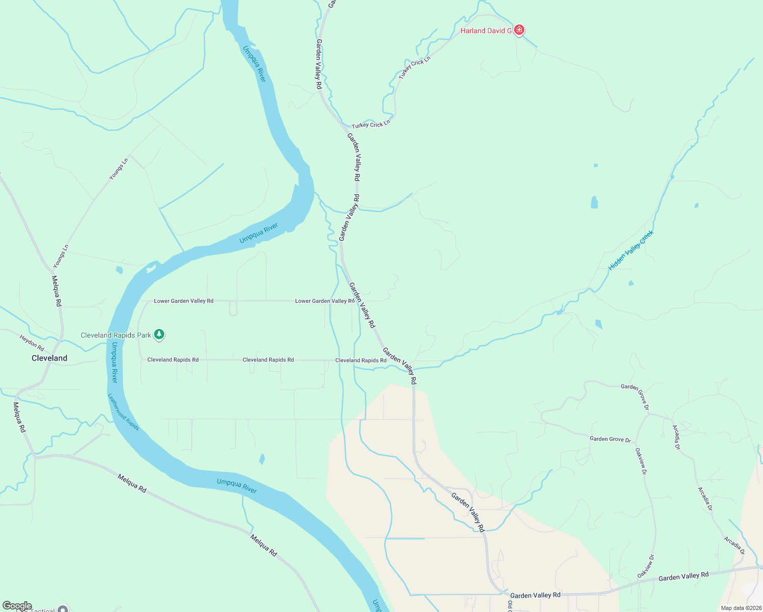 map of restaurants, bars, coffee shops, grocery stores, and more near 8981 Garden Valley Road in Roseburg