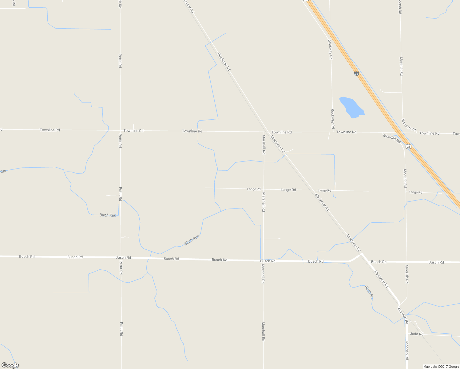 map of restaurants, bars, coffee shops, grocery stores, and more near 4787 Lange Road in Birch Run