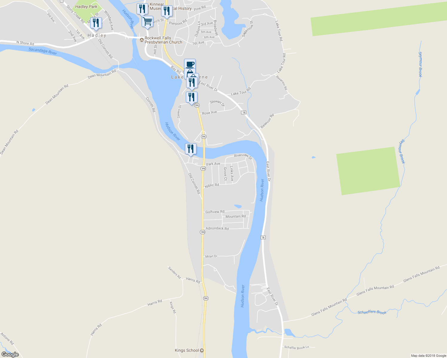 map of restaurants, bars, coffee shops, grocery stores, and more near 7 Grove Court in Hadley