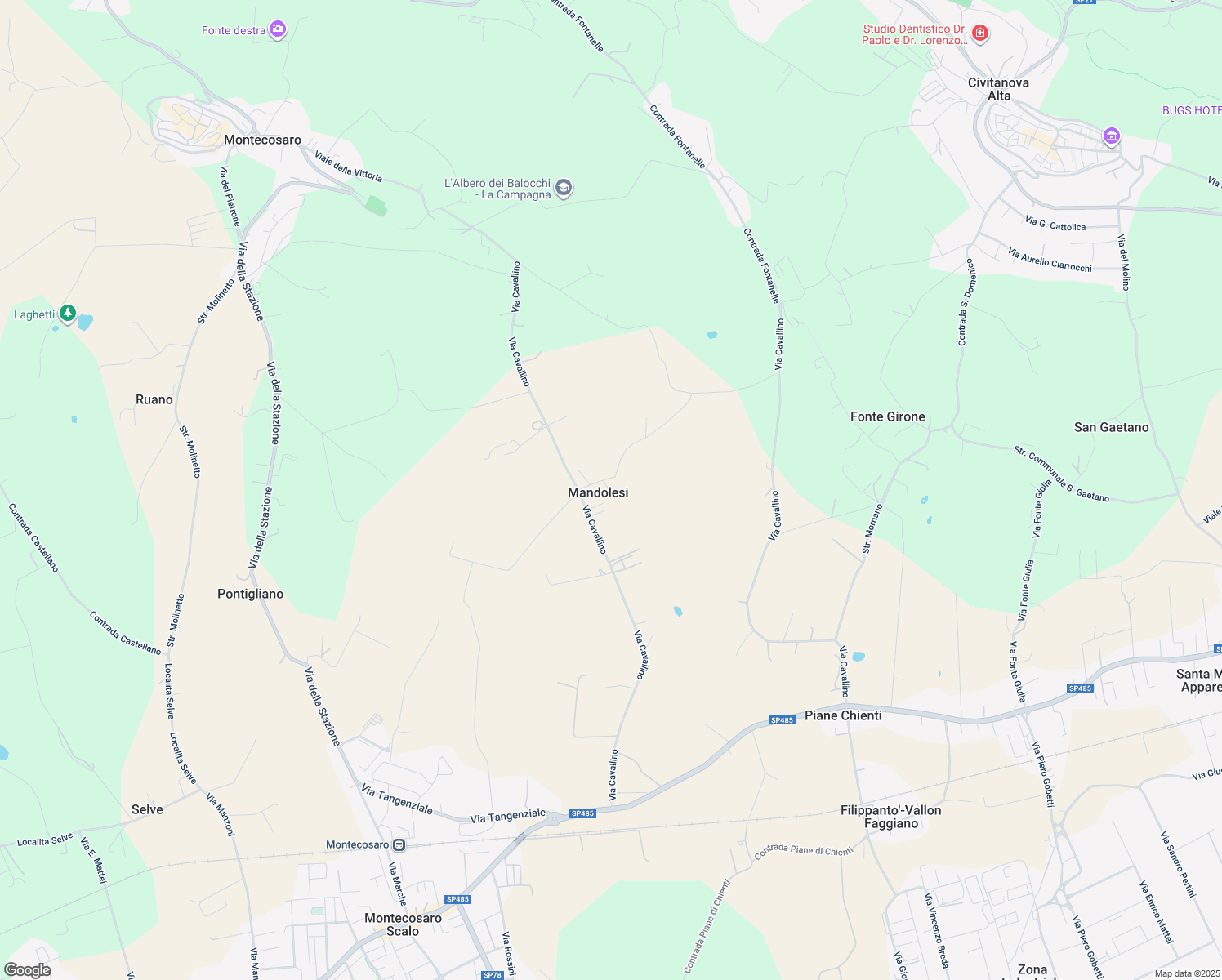 map of restaurants, bars, coffee shops, grocery stores, and more near 97 Via Cavallino in Mandolesi