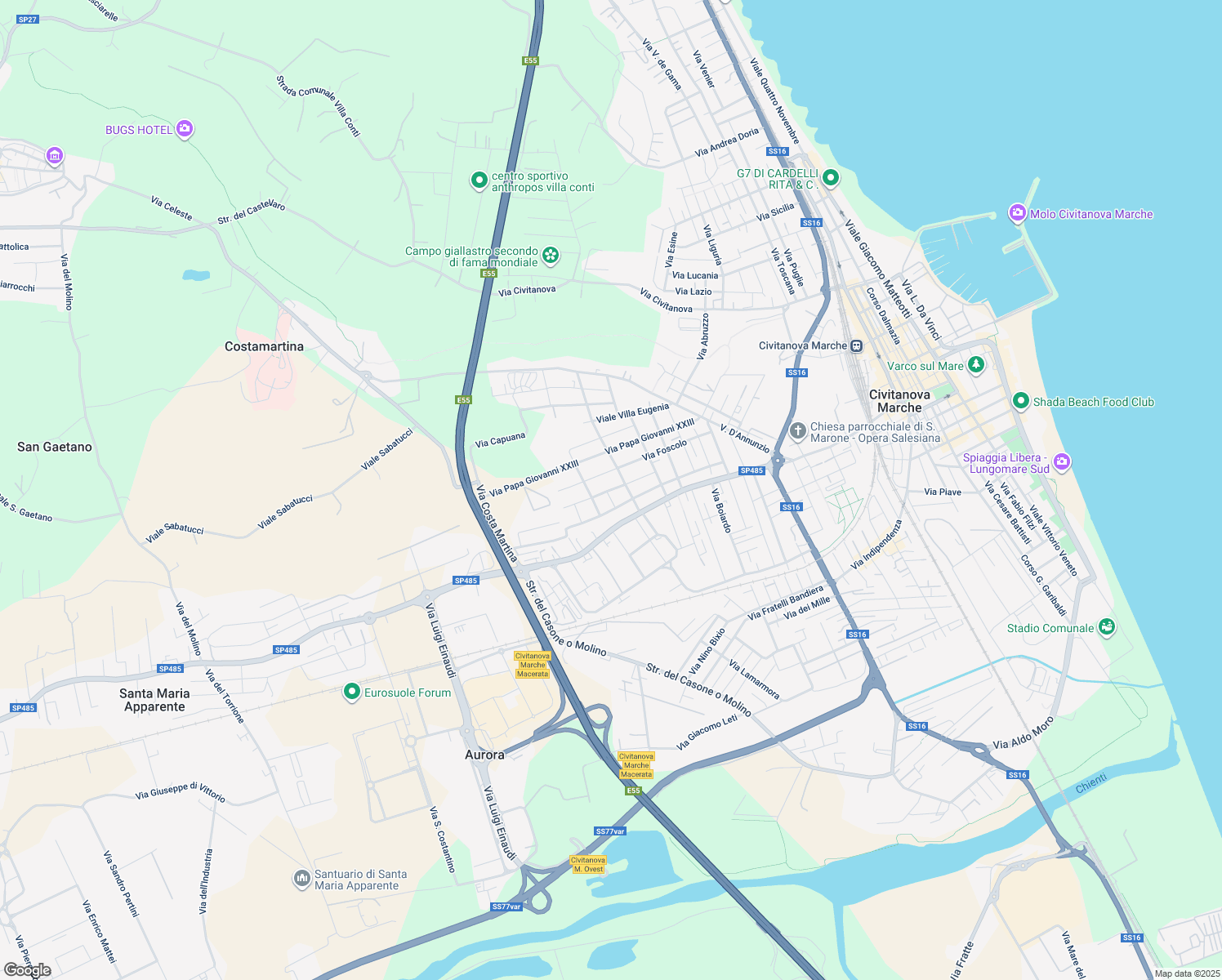 map of restaurants, bars, coffee shops, grocery stores, and more near 9 Via Antonio Stoppani in Civitanova Marche