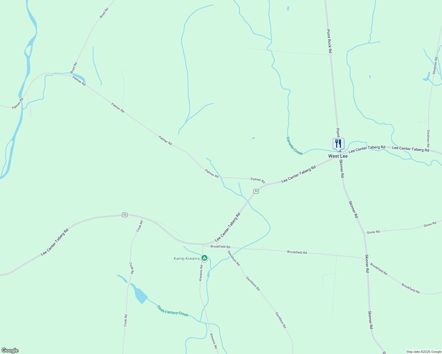 map of restaurants, bars, coffee shops, grocery stores, and more near 4799 Palmer Rd in Oneida