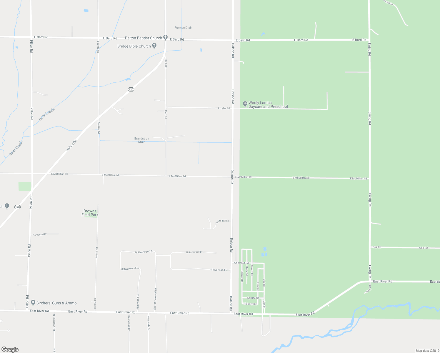 map of restaurants, bars, coffee shops, grocery stores, and more near 3326 East McMillan Road in Twin Lake
