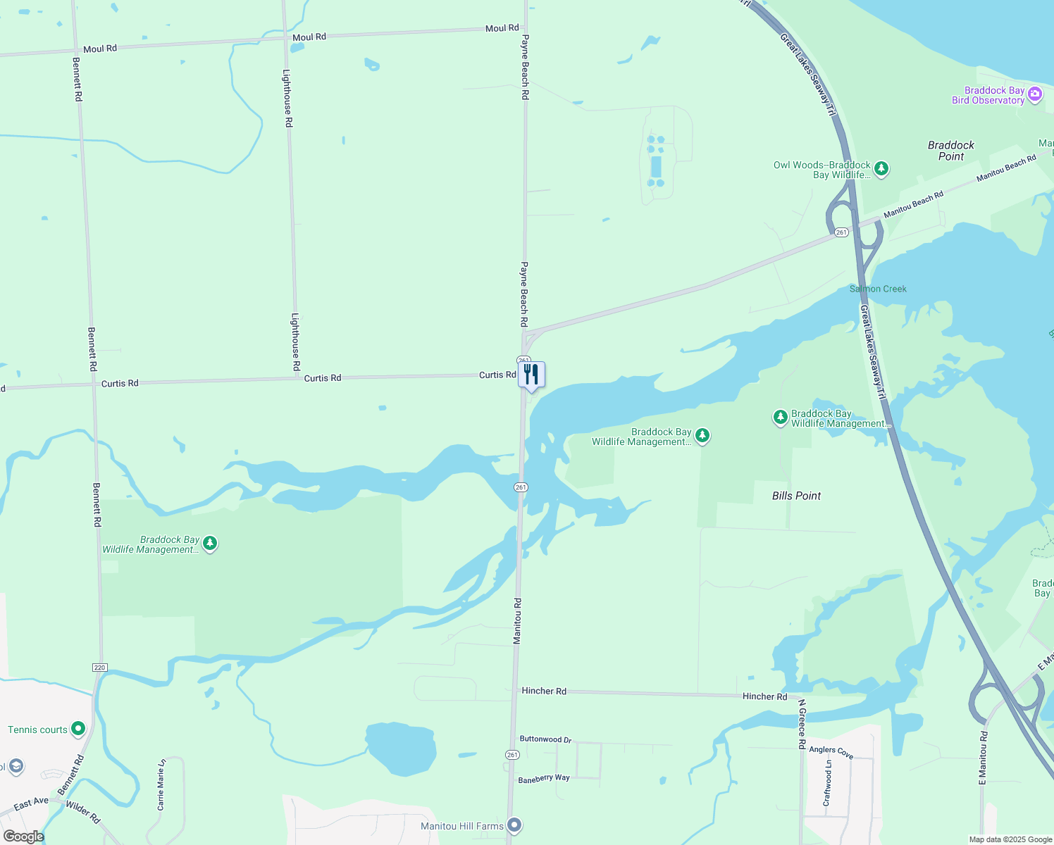 map of restaurants, bars, coffee shops, grocery stores, and more near 376 Manitou Road in Hilton