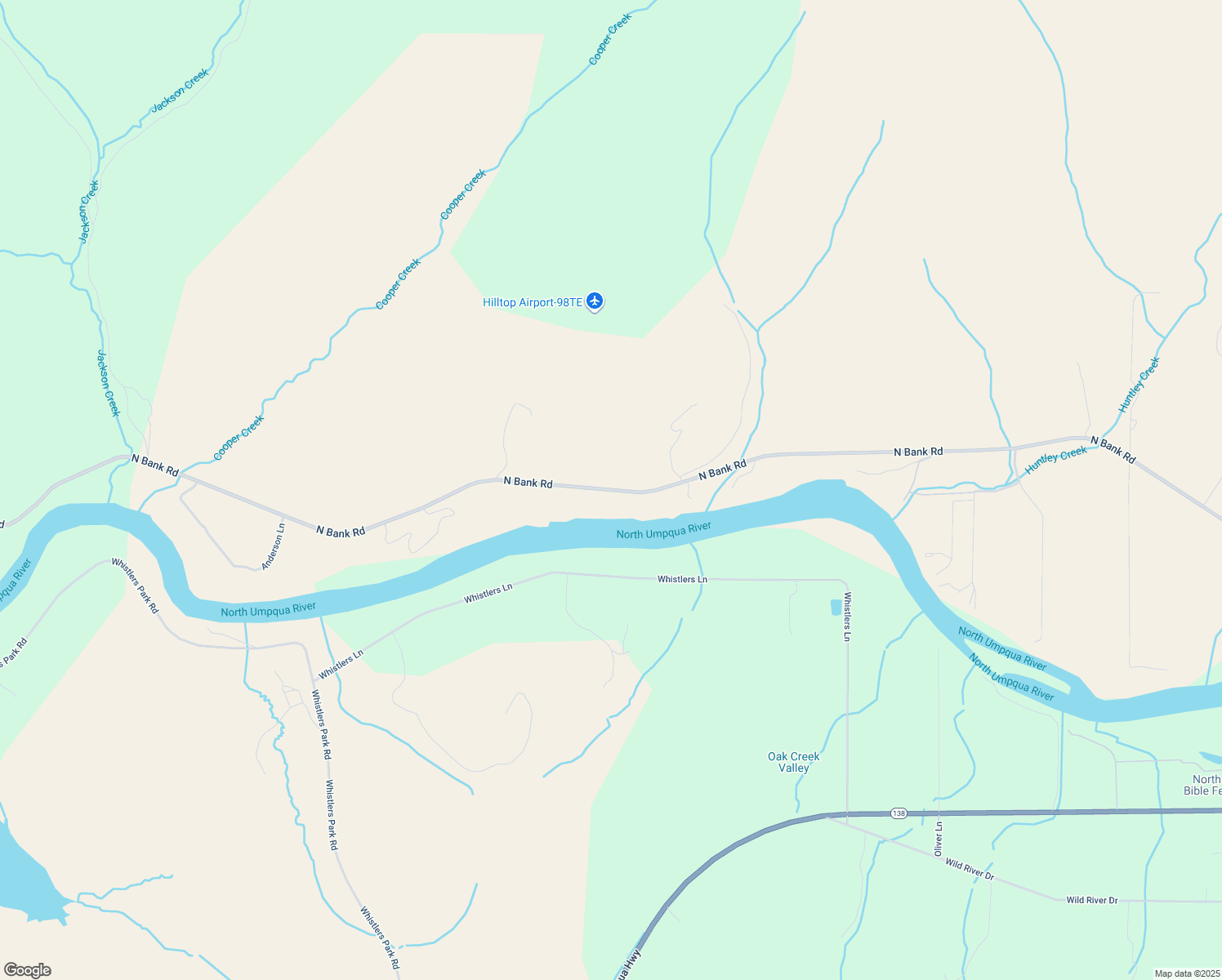 map of restaurants, bars, coffee shops, grocery stores, and more near 14710-14770 North Bank Road in Roseburg