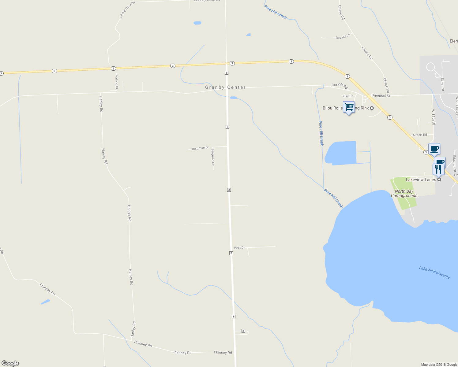 map of restaurants, bars, coffee shops, grocery stores, and more near 1283 County Route 8 in Fulton