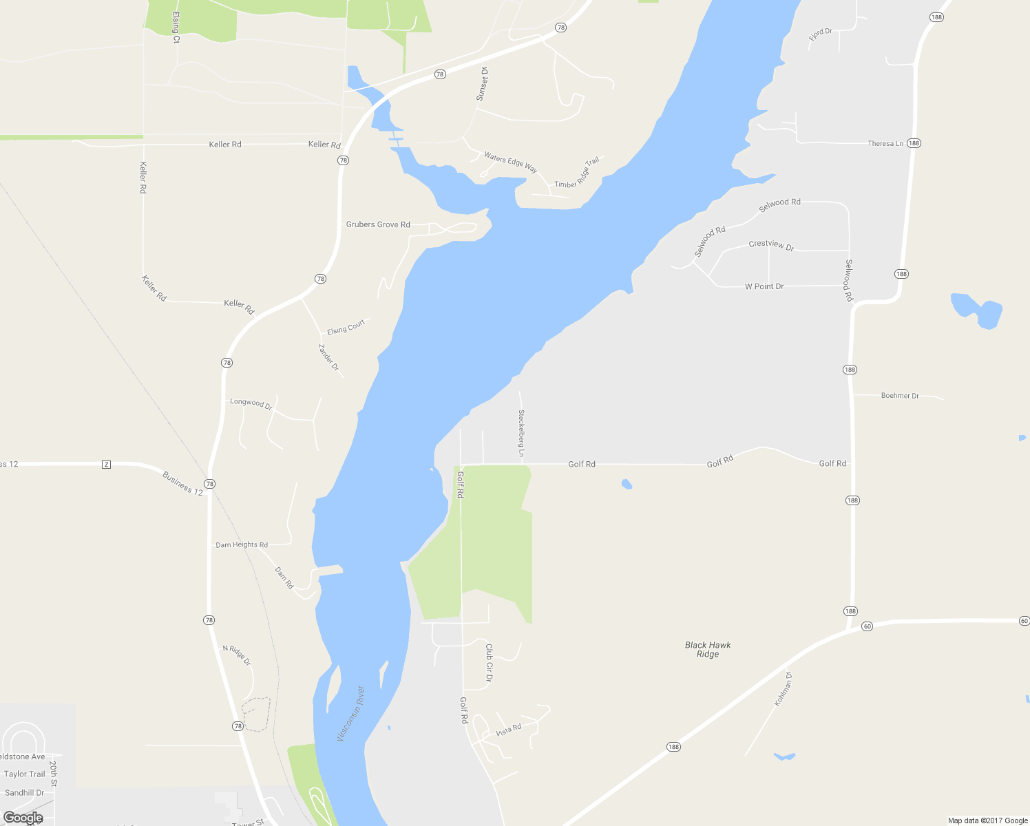 map of restaurants, bars, coffee shops, grocery stores, and more near N1177 Steckelberg Lane in Prairie du Sac