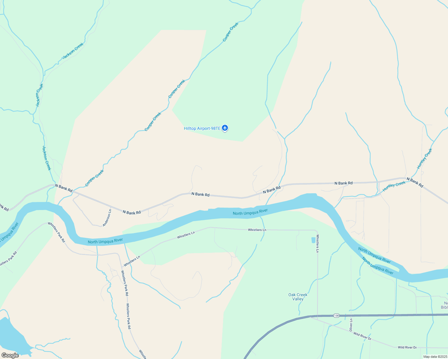 map of restaurants, bars, coffee shops, grocery stores, and more near 14710 North Bank Road in Roseburg