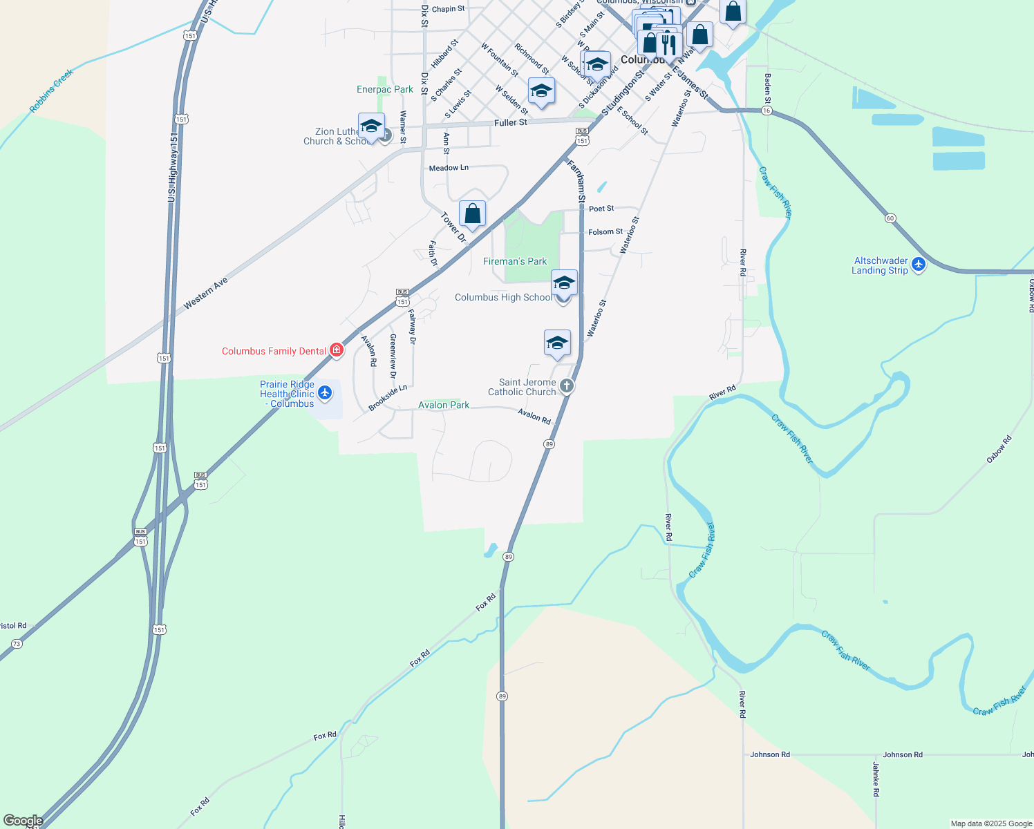 map of restaurants, bars, coffee shops, grocery stores, and more near 726 Avalon Rd in Columbus