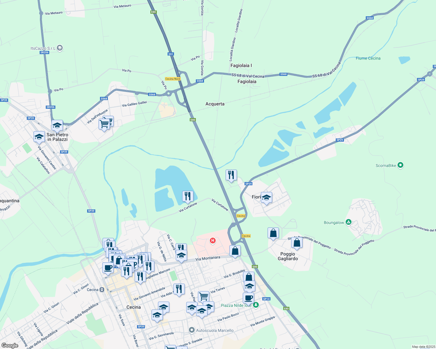 map of restaurants, bars, coffee shops, grocery stores, and more near in Province of Livorno