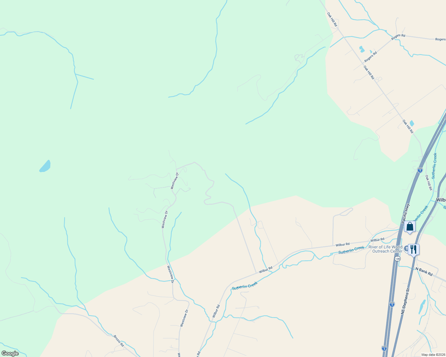 map of restaurants, bars, coffee shops, grocery stores, and more near 1435 Wilbur Road in Roseburg