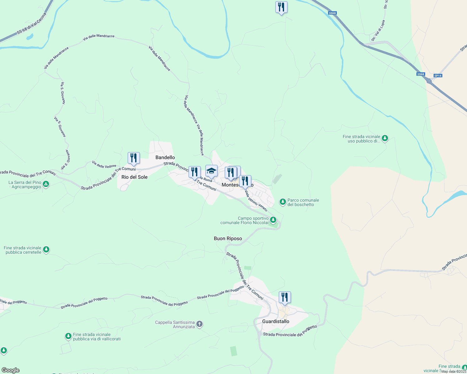 map of restaurants, bars, coffee shops, grocery stores, and more near in Montescudaio