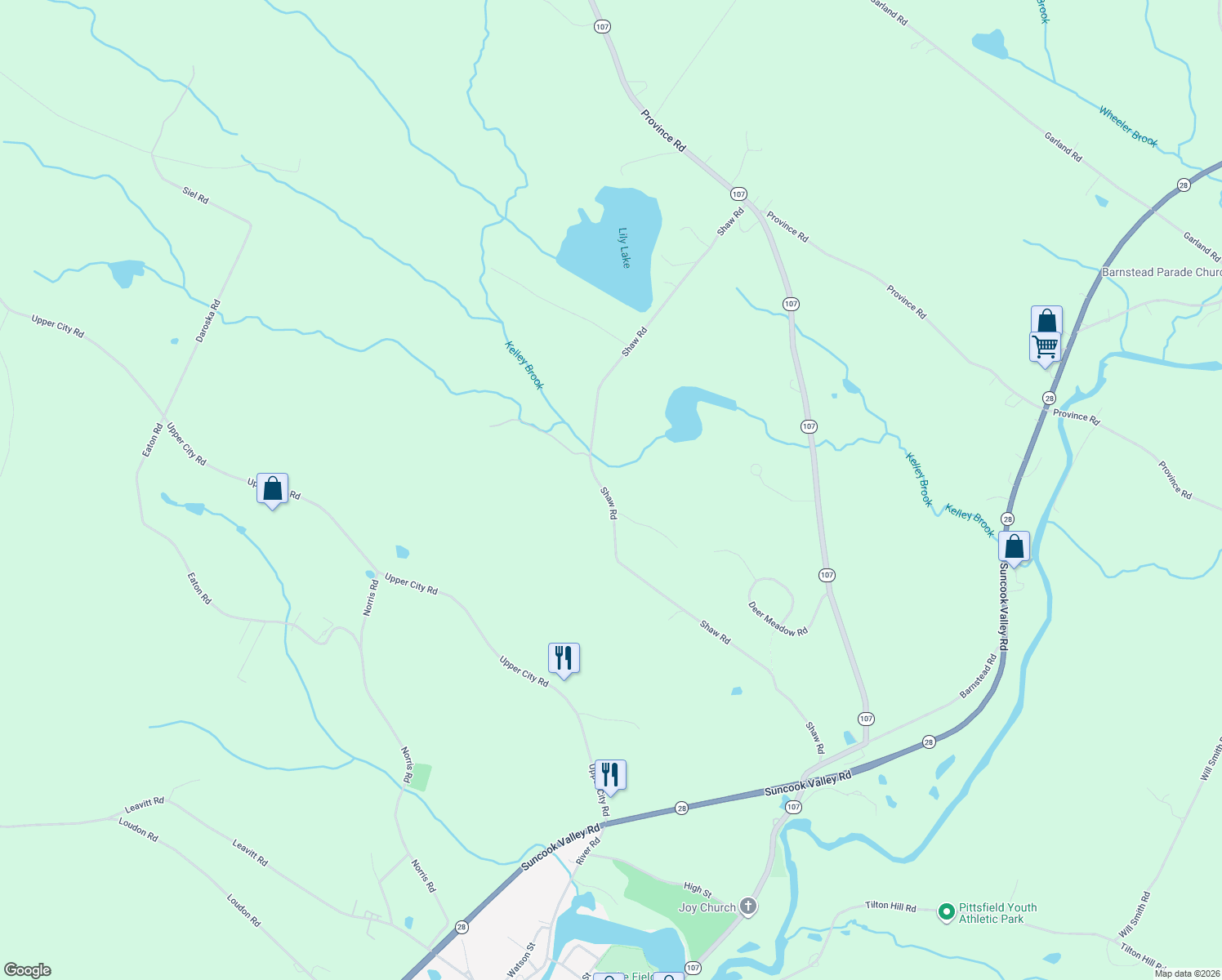 map of restaurants, bars, coffee shops, grocery stores, and more near 197 Shaw Road in Pittsfield