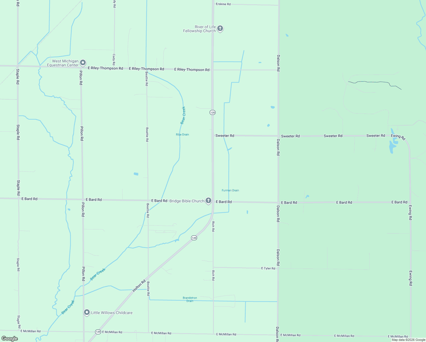 map of restaurants, bars, coffee shops, grocery stores, and more near 3986 Holton Road in Muskegon