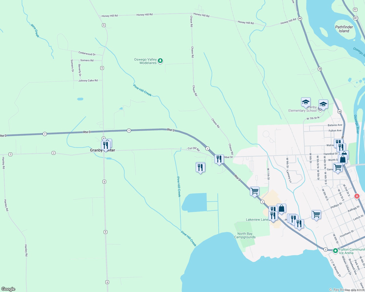 map of restaurants, bars, coffee shops, grocery stores, and more near 30 Cut Off Rd in Fulton