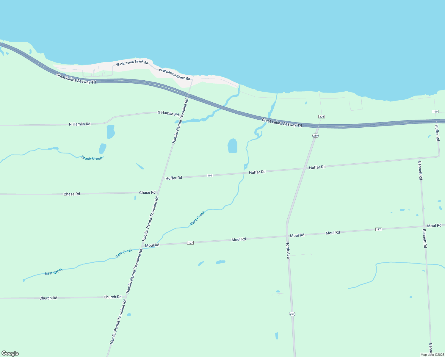 map of restaurants, bars, coffee shops, grocery stores, and more near 439 Huffer Road in Hilton