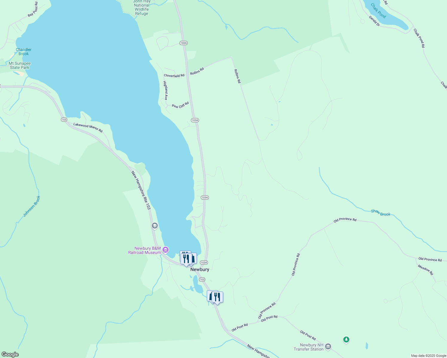 map of restaurants, bars, coffee shops, grocery stores, and more near 49 Blye Hill Landing in Newbury