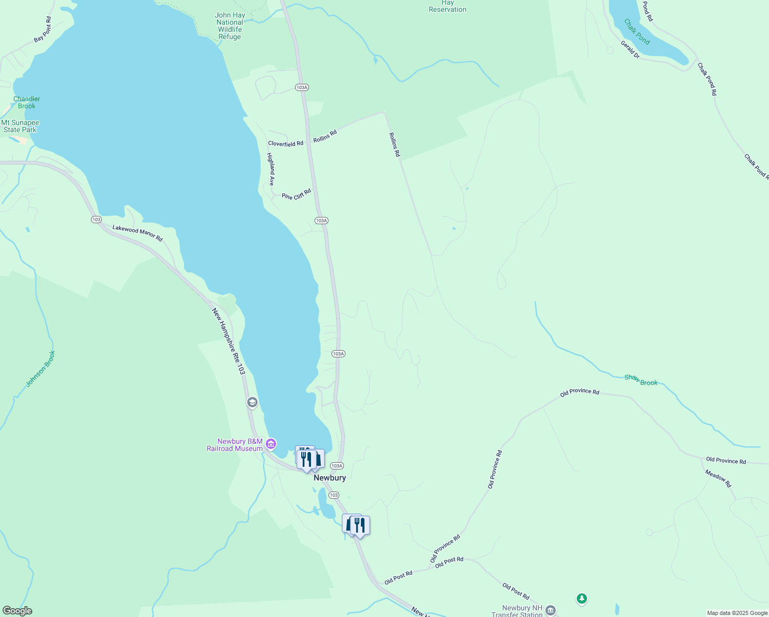 map of restaurants, bars, coffee shops, grocery stores, and more near 49 Blye Hill Landing in Newbury