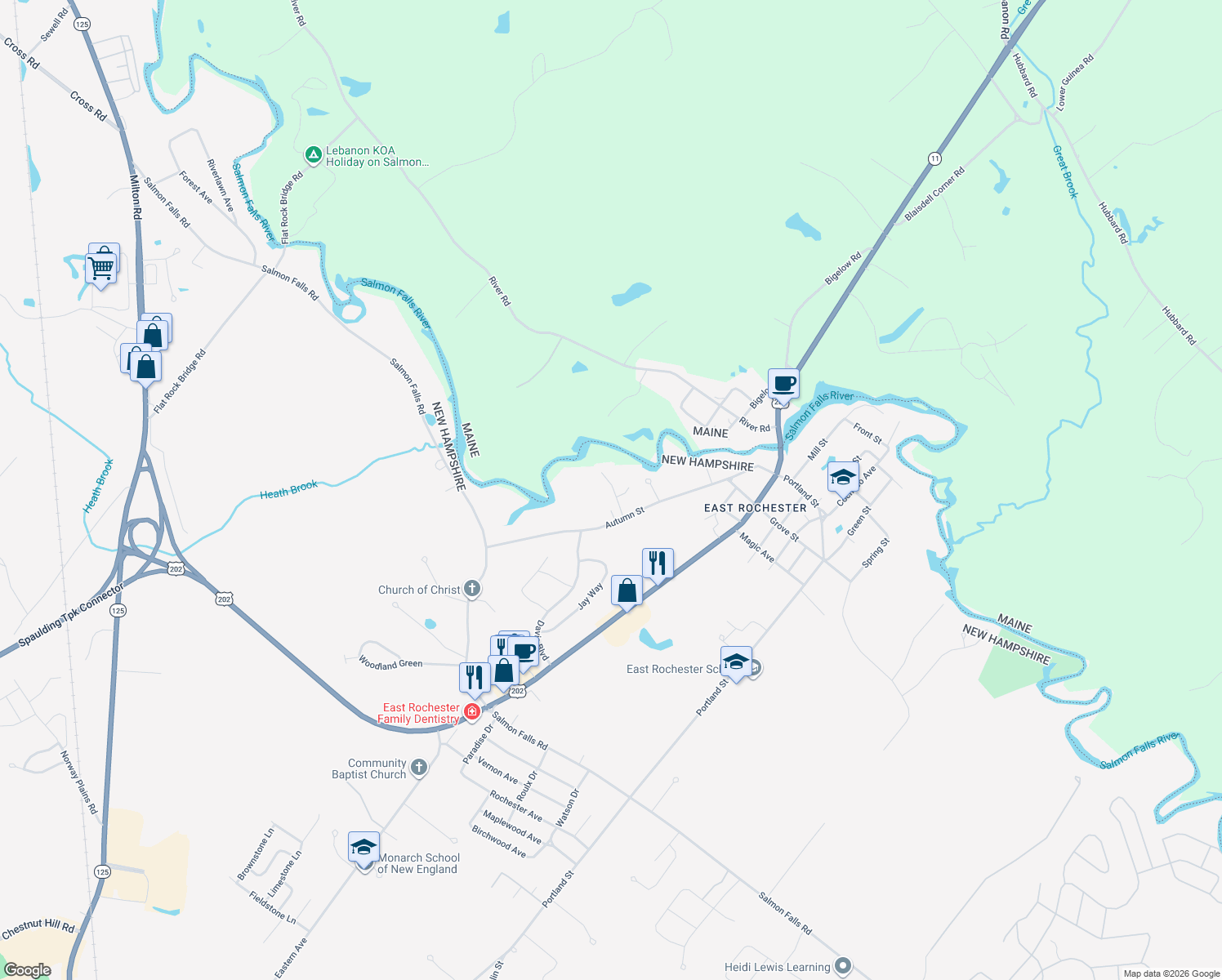 map of restaurants, bars, coffee shops, grocery stores, and more near 10 Sandina Drive in Rochester