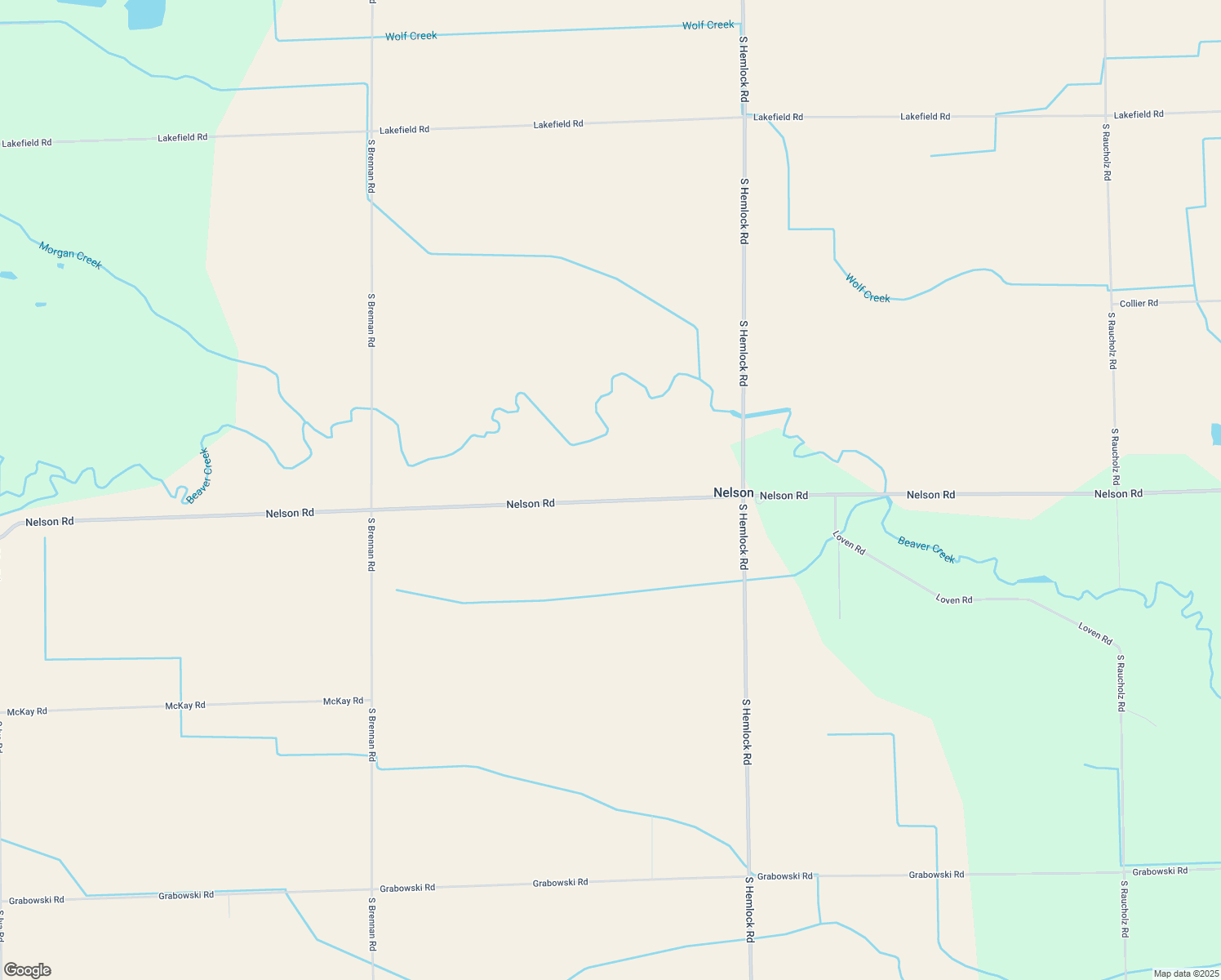 map of restaurants, bars, coffee shops, grocery stores, and more near 16340 Nelson Road in HEMLOCK