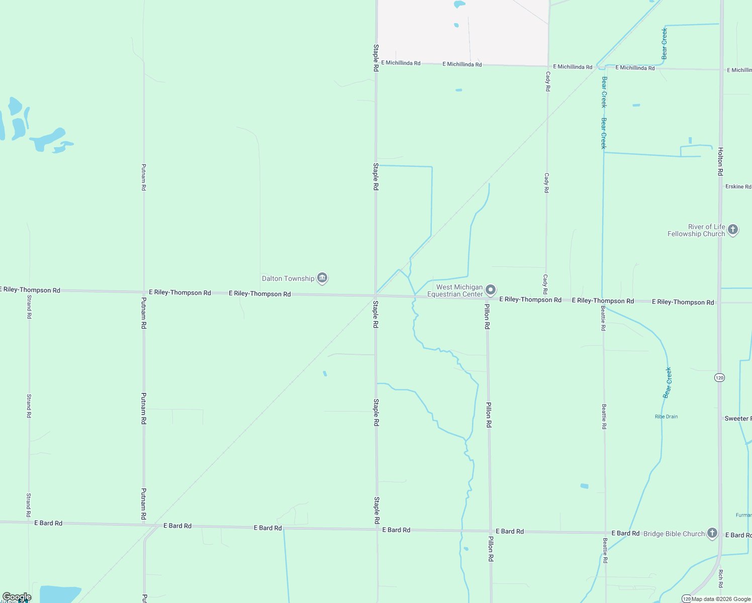 map of restaurants, bars, coffee shops, grocery stores, and more near 4580 Staple Road in Muskegon