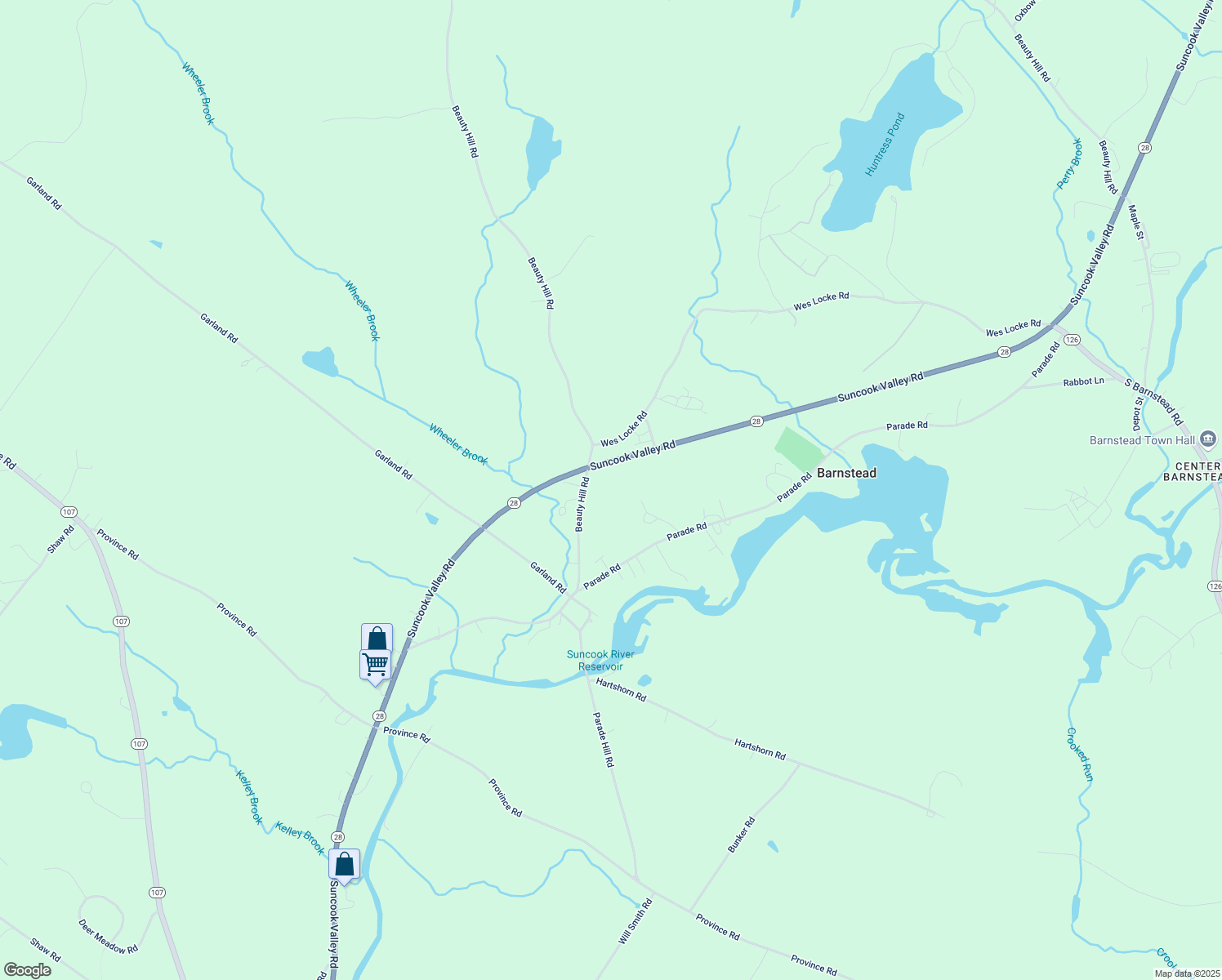 map of restaurants, bars, coffee shops, grocery stores, and more near 1044 Beauty Hill Road in Barnstead