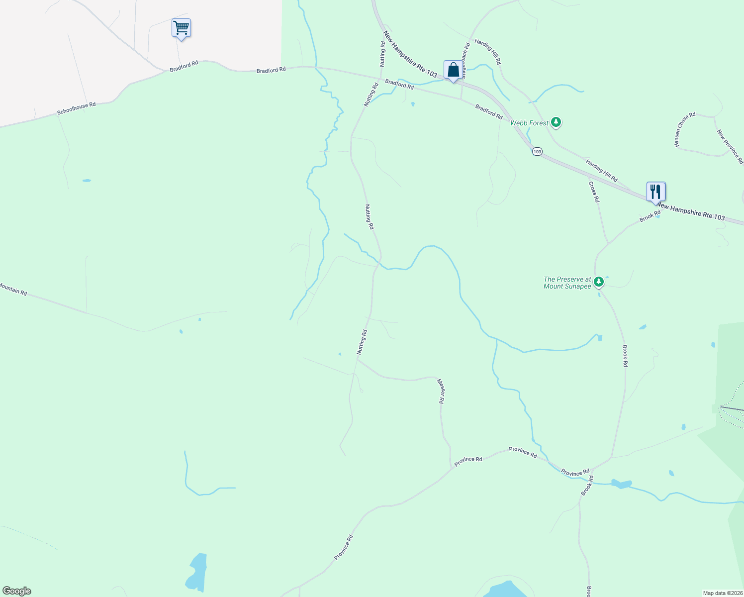 map of restaurants, bars, coffee shops, grocery stores, and more near 278 Nutting Rd in Sunapee