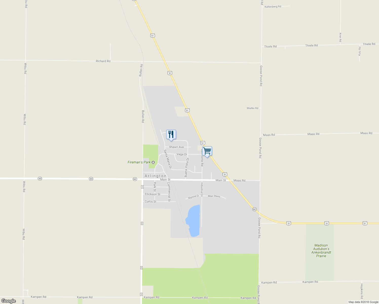 map of restaurants, bars, coffee shops, grocery stores, and more near 151 Vega Drive in Arlington