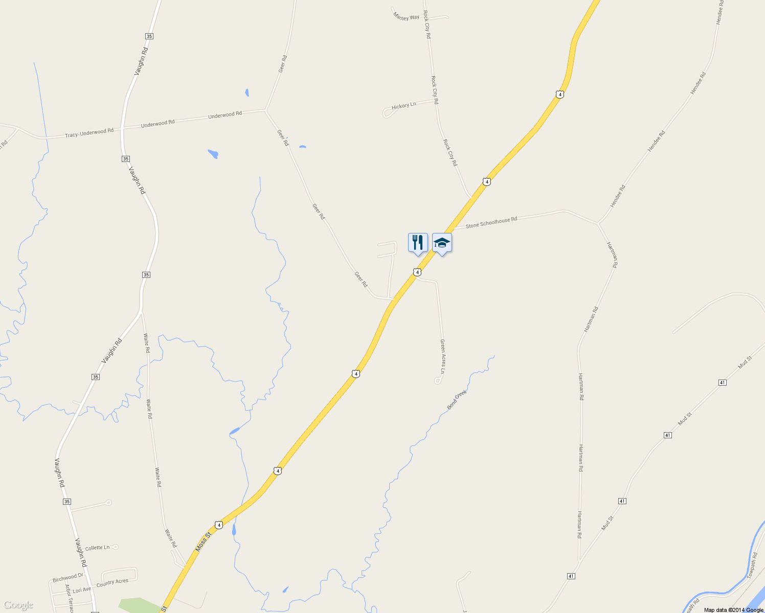 map of restaurants, bars, coffee shops, grocery stores, and more near 17 Geer Rd in Hudson Falls