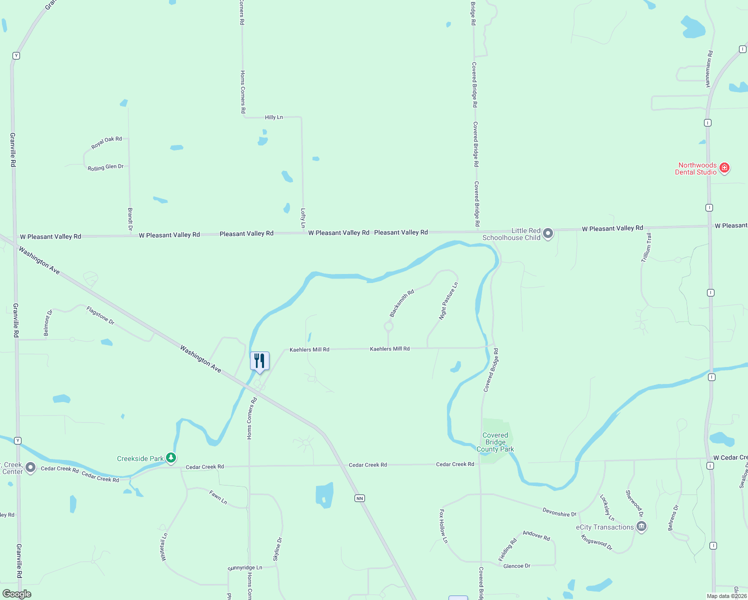 map of restaurants, bars, coffee shops, grocery stores, and more near 1963 Blacksmith Road in Cedarburg