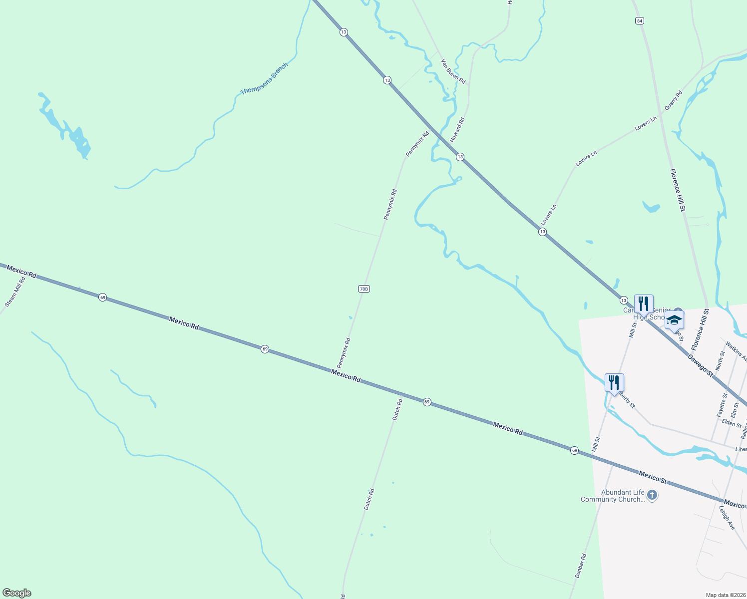 map of restaurants, bars, coffee shops, grocery stores, and more near 10024 Pennymix Road in Camden
