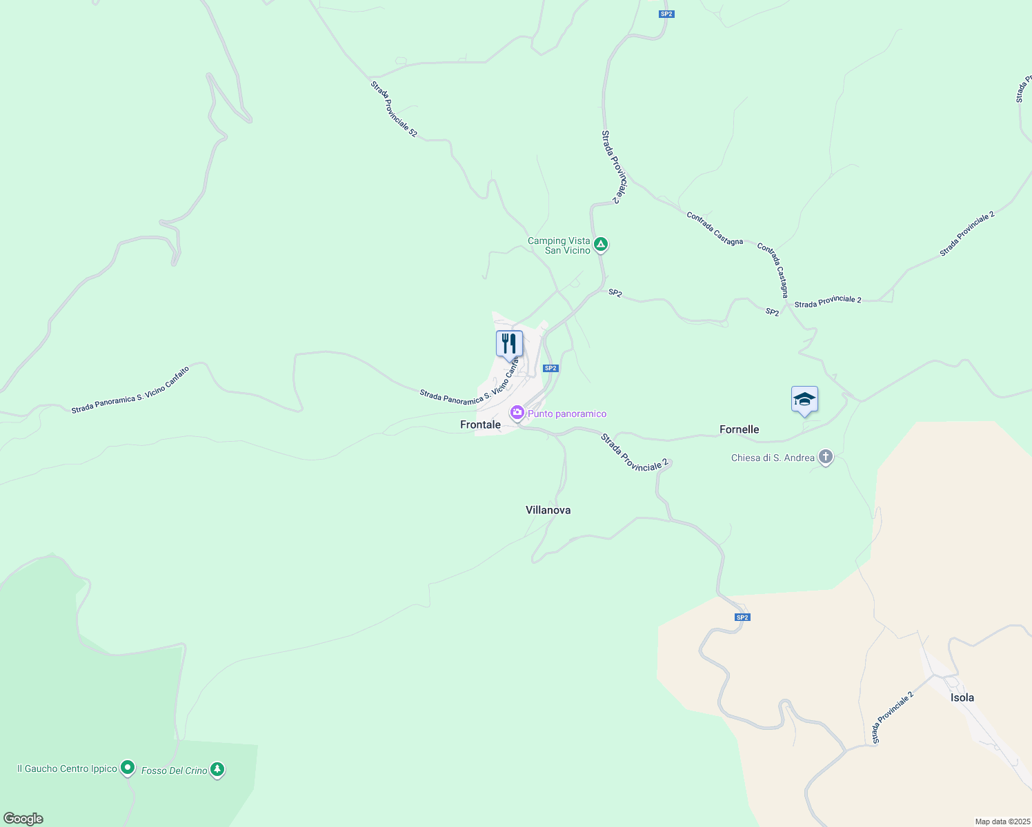 map of restaurants, bars, coffee shops, grocery stores, and more near 1 Via Pian della Fonte in Frontale