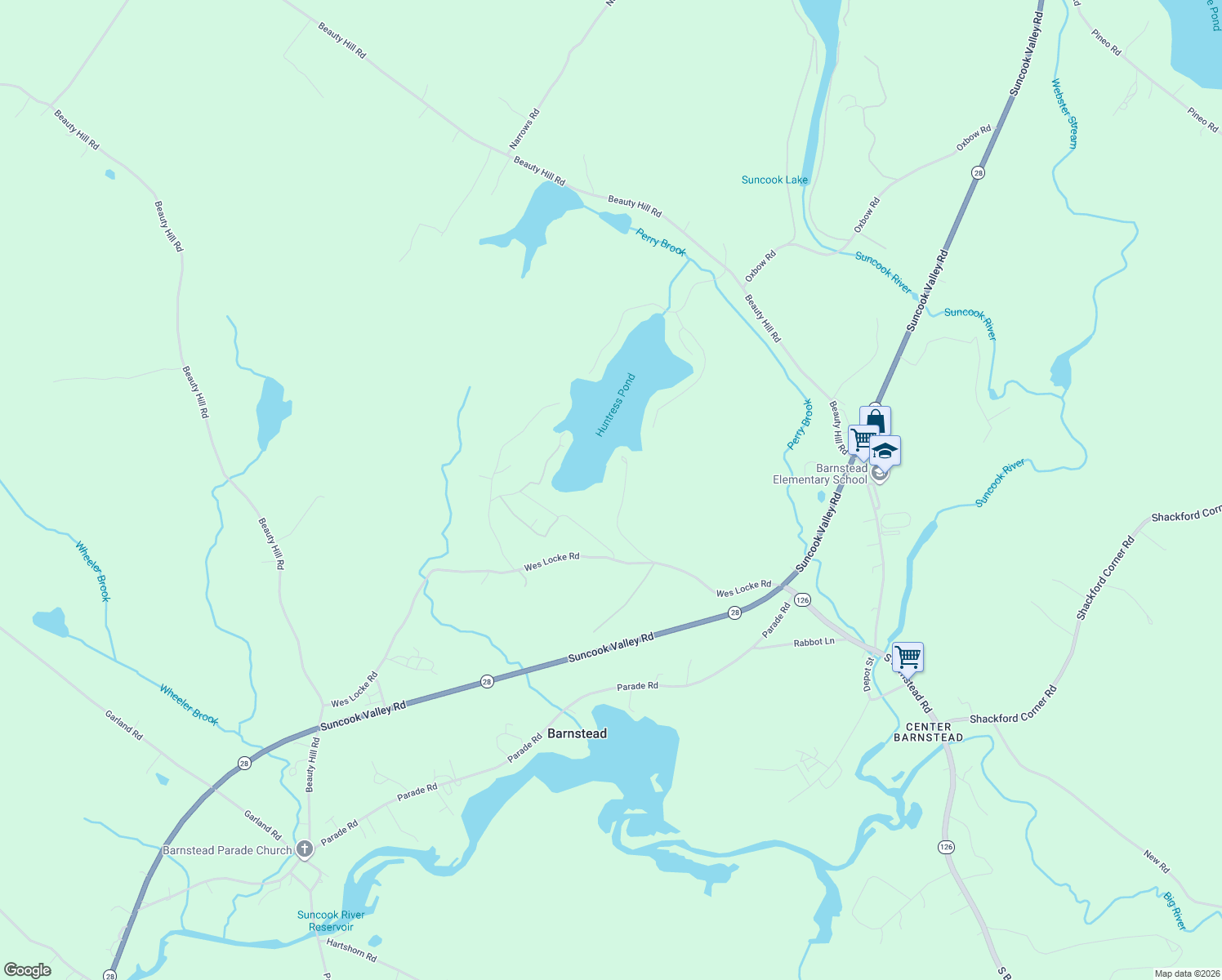map of restaurants, bars, coffee shops, grocery stores, and more near 46 Pond View Drive in Barnstead