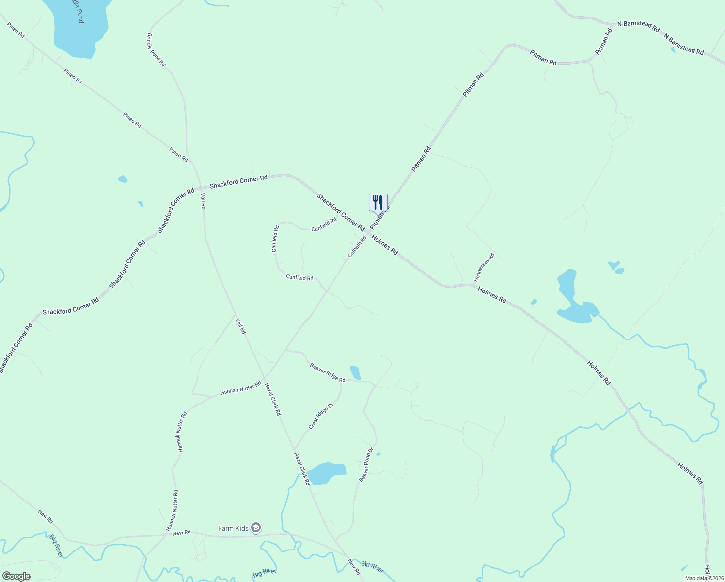 map of restaurants, bars, coffee shops, grocery stores, and more near 119 Colbath Road in Barnstead