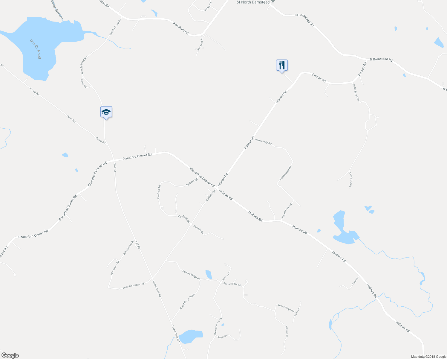 map of restaurants, bars, coffee shops, grocery stores, and more near 77 Pitman Road in Barnstead