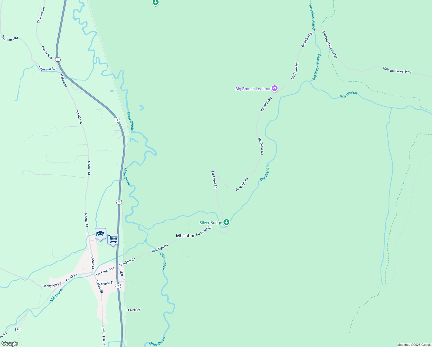 map of restaurants, bars, coffee shops, grocery stores, and more near 1357 Mount Tabor Road in Mount Tabor